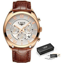 Load image into Gallery viewer, LIGE Watch For Men Top Brand Luxury Waterproof 24 Hour Date Quartz Clock Brown Leather Sports WristWatch Relogio Masculino 2020 freeshipping - nomoneyforolex
