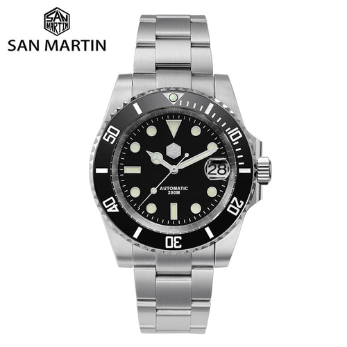 San Martin Diver Water Ghost Luxury Sapphire Crystal Men Automatic Mechanical Watches Ceramic Bezel 20Bar Luminous Date Window freeshipping - nomoneyforolex