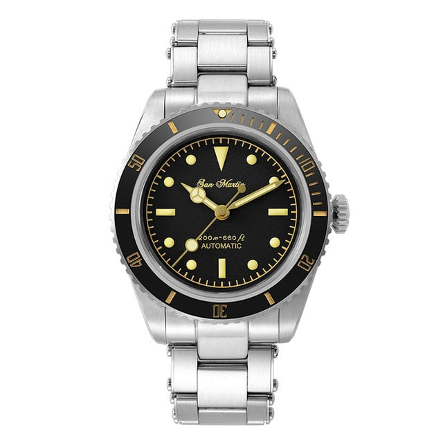 San Martin Diver Watch 6200 Retro Water Ghost Luxury Sapphire NH35 Men Automatic Mechanical Watches 20Bar Waterproof Luminous freeshipping - nomoneyforolex