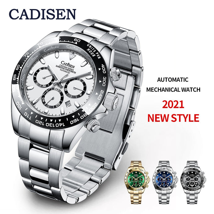 CADISEN Automatic Machinery Men's Watches Luxury Ceramics Daytona Watch Sport Waterproof Wristwatch Mens Clock 2021 Man watch freeshipping - nomoneyforolex