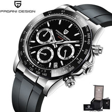 Load image into Gallery viewer, Pagani Design Daytona Men&#39;s Watches 100m Waterproof Dive Watch for Men Quartz Chronograph Black Rubber Sport Relogio Masculino freeshipping - nomoneyforolex
