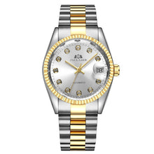 Load image into Gallery viewer, Men Automatic Self Wind Mechanical Stainless Steel Strap Date Luxury Simple Gold Colour Silver 2 Tones Just 36mm Date Watch freeshipping - nomoneyforolex
